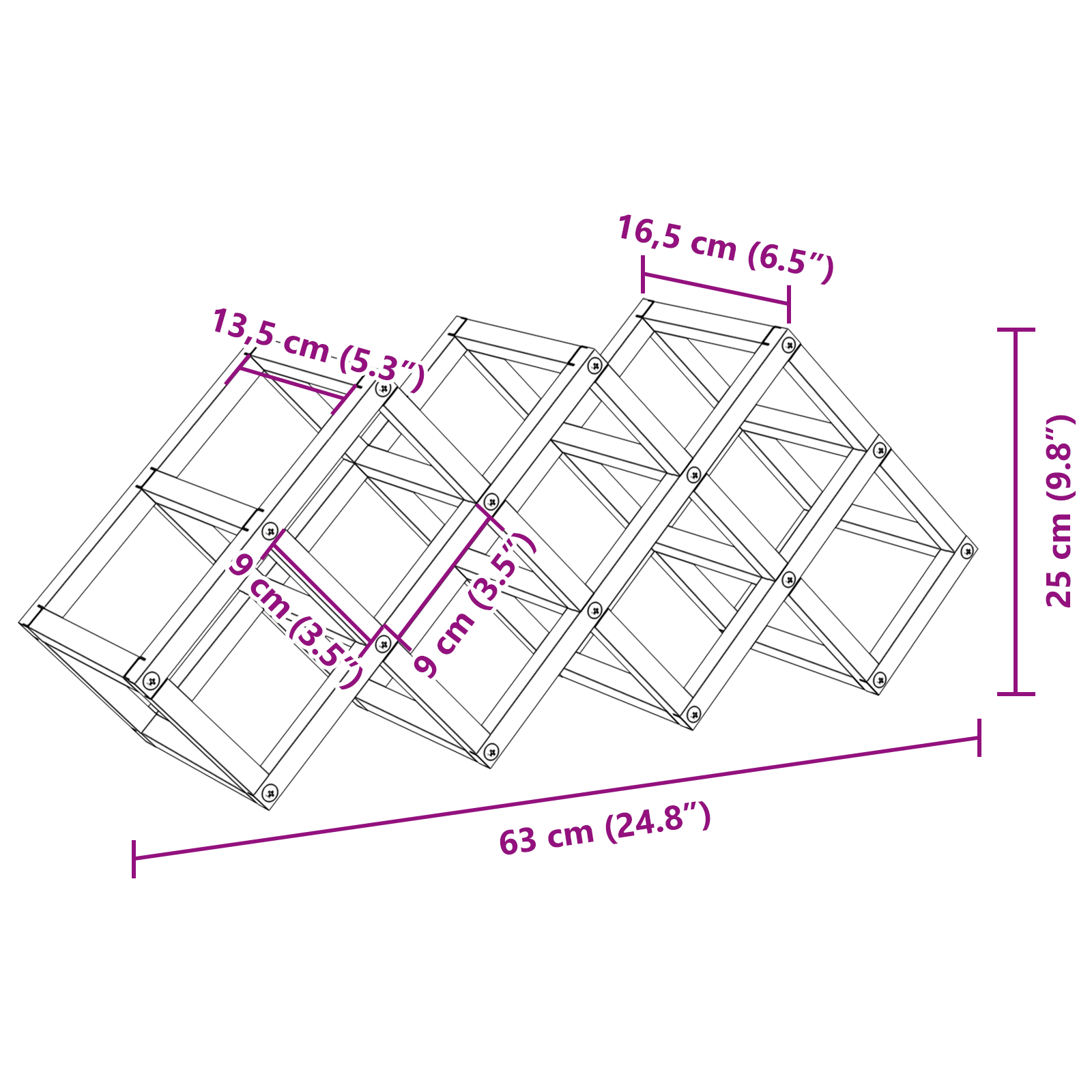 Vyno stovas Juoda 63 x 16.5 x 25 cm