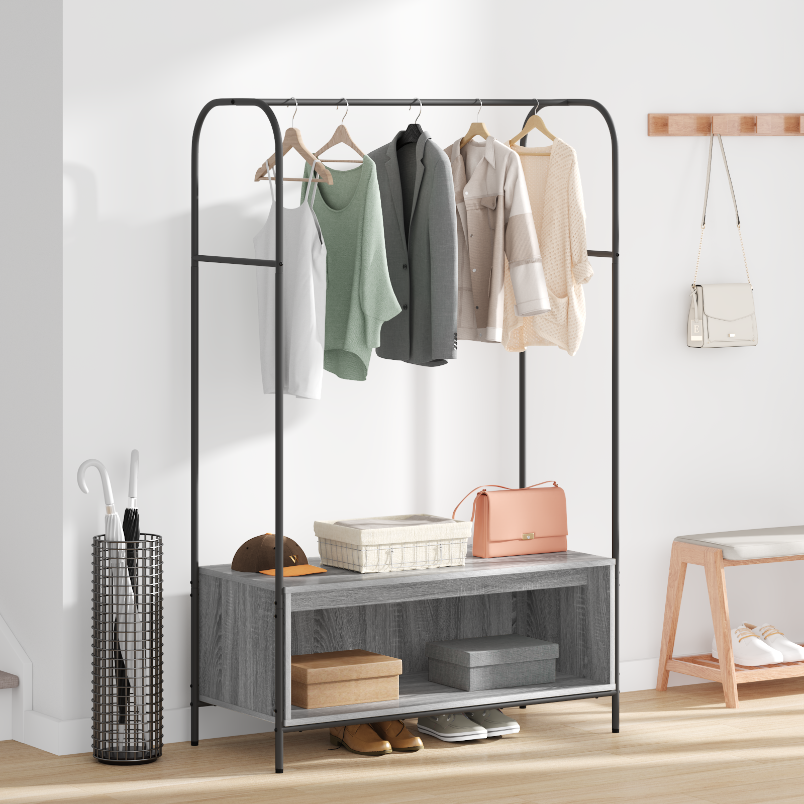 Clothes Rack Grey 100 x 44 x 160 cm Engineered Wood