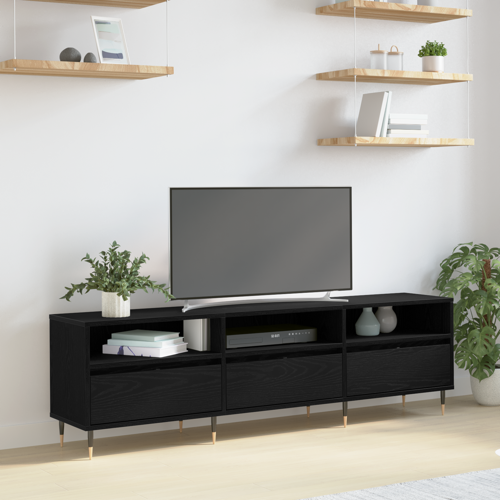 TV Cabinet Black Oak 150 x 30 x 45 cm