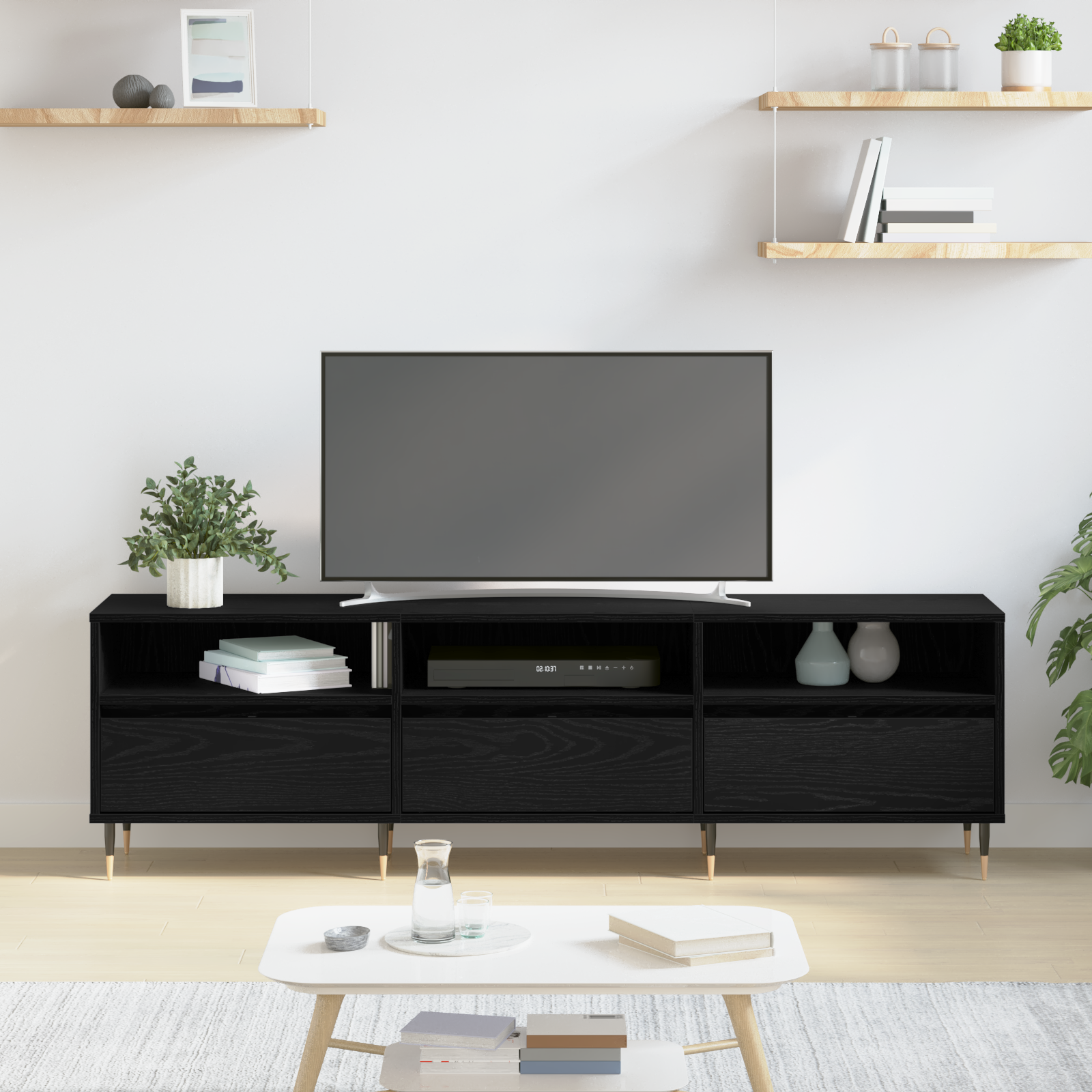 TV Cabinet Black Oak 150 x 30 x 45 cm