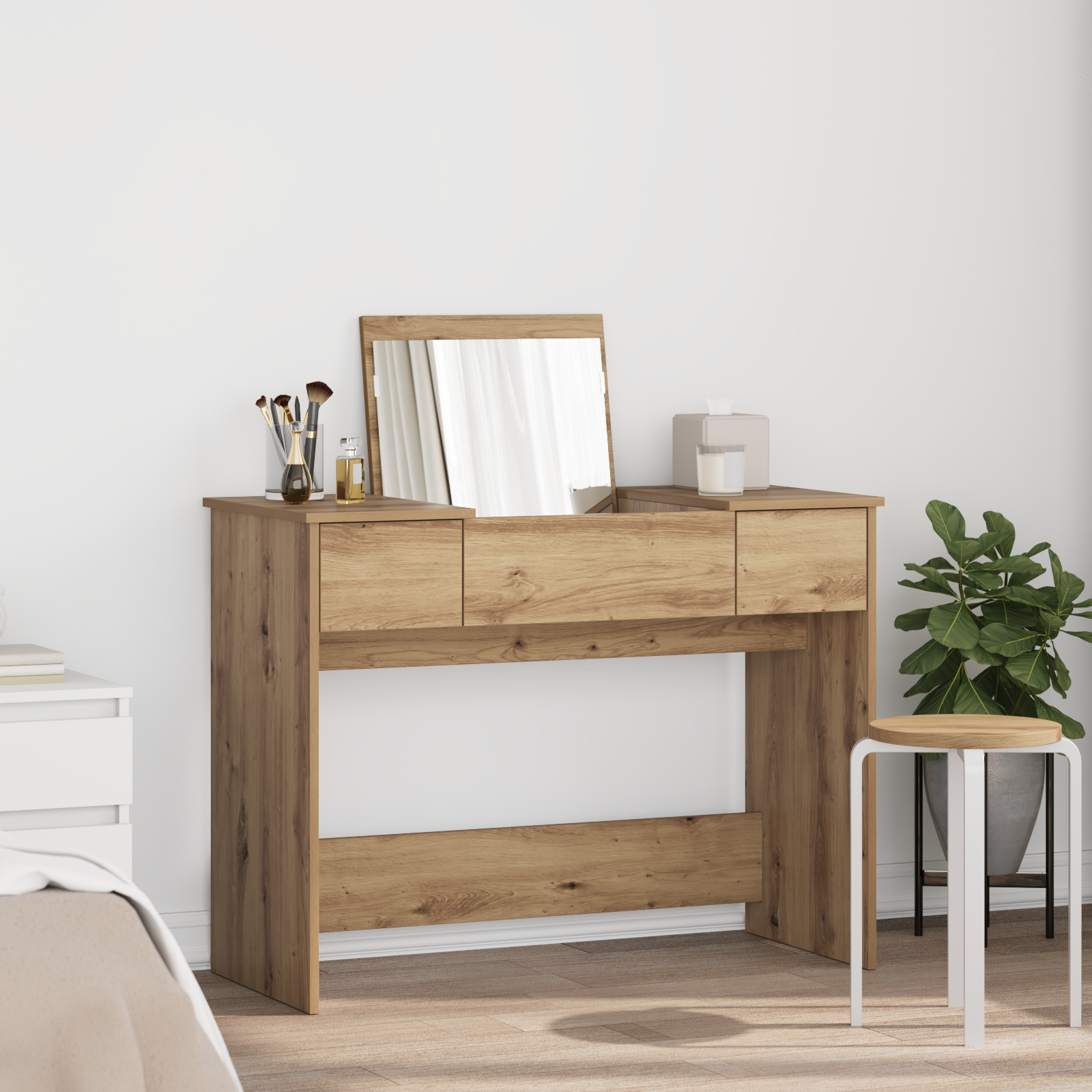 Makiažo stalas su stalčių artisano ąžuolo 100 x 45 x 76 cm