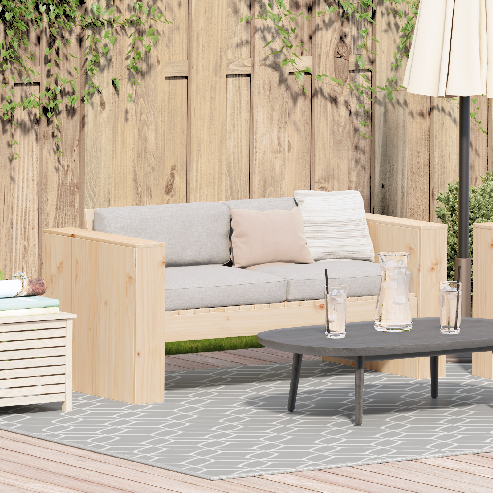Sodo sofa Ruda 134 x 60 x 62 cm Kietos pušies mediena