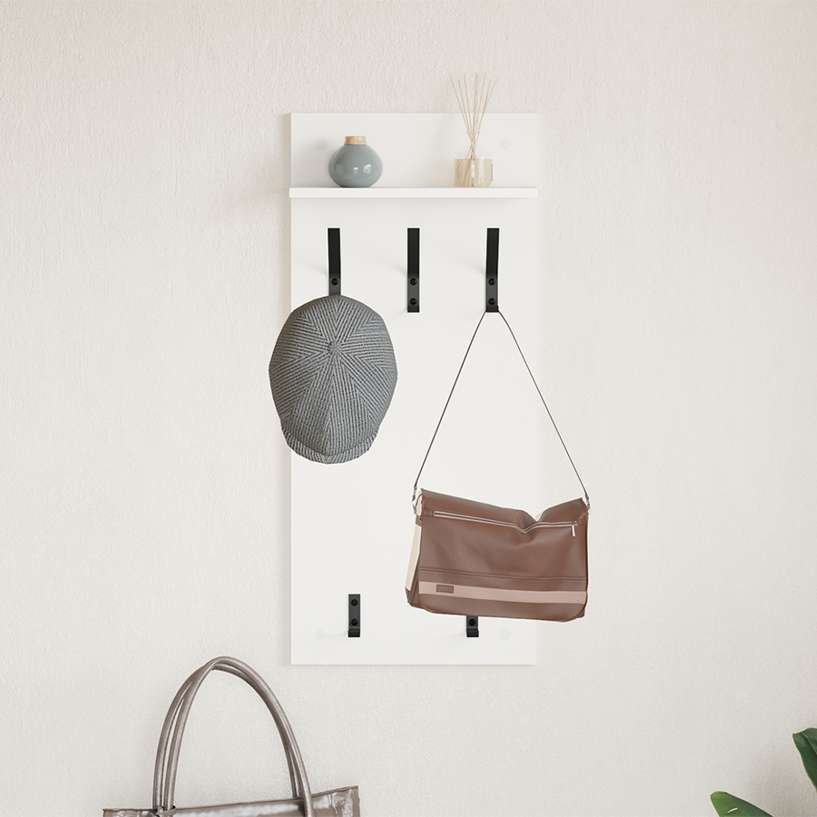 Coat rack White 40 x 10 x 90 cm Engineered wood