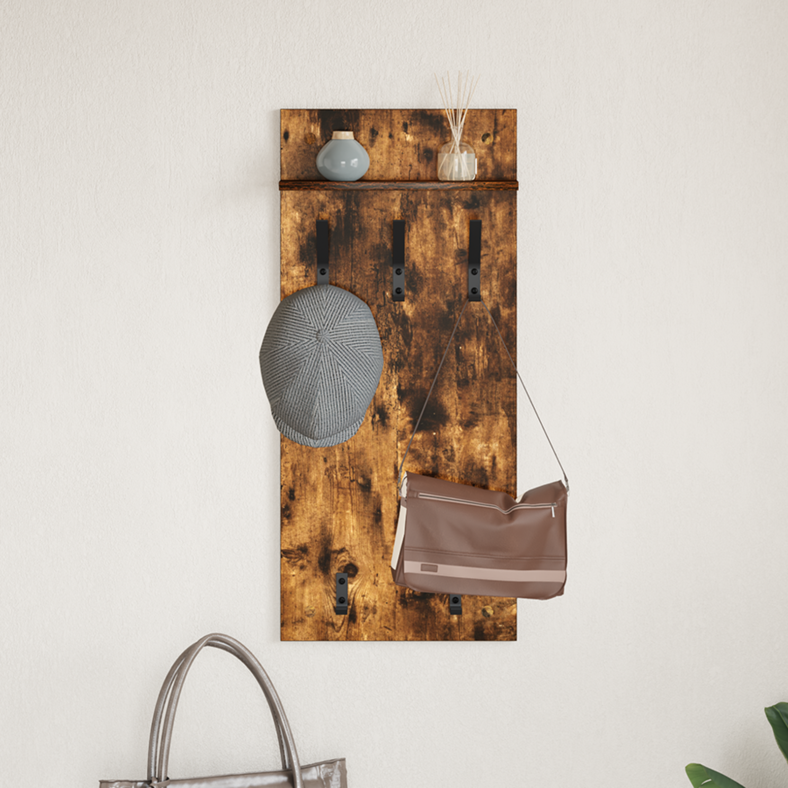 Prikabinamas paltas su lentyna Rūkyta ąžuolas 40 x 10 x 90 cm