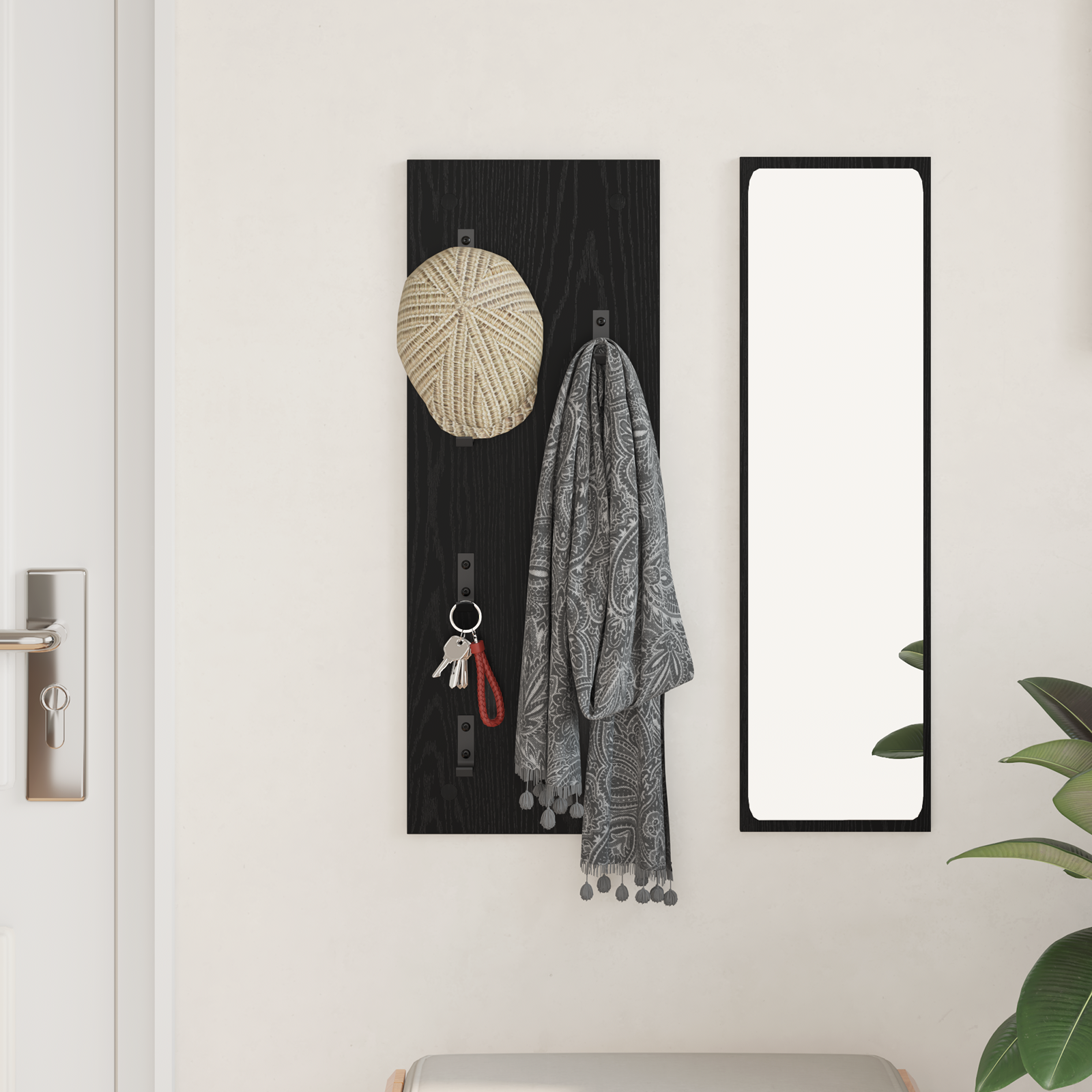 Prikabinamas paltas su saugykla Juodas ąžuolas 30 x 1,5 x 80 cm