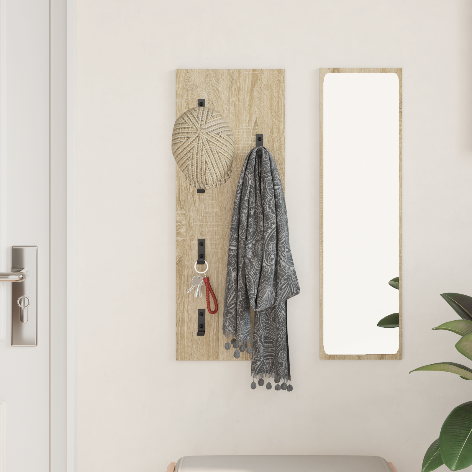 Prikabinamas paltas su saugykla Sonoma ąžuolas 30 x 1,5 x 80 cm