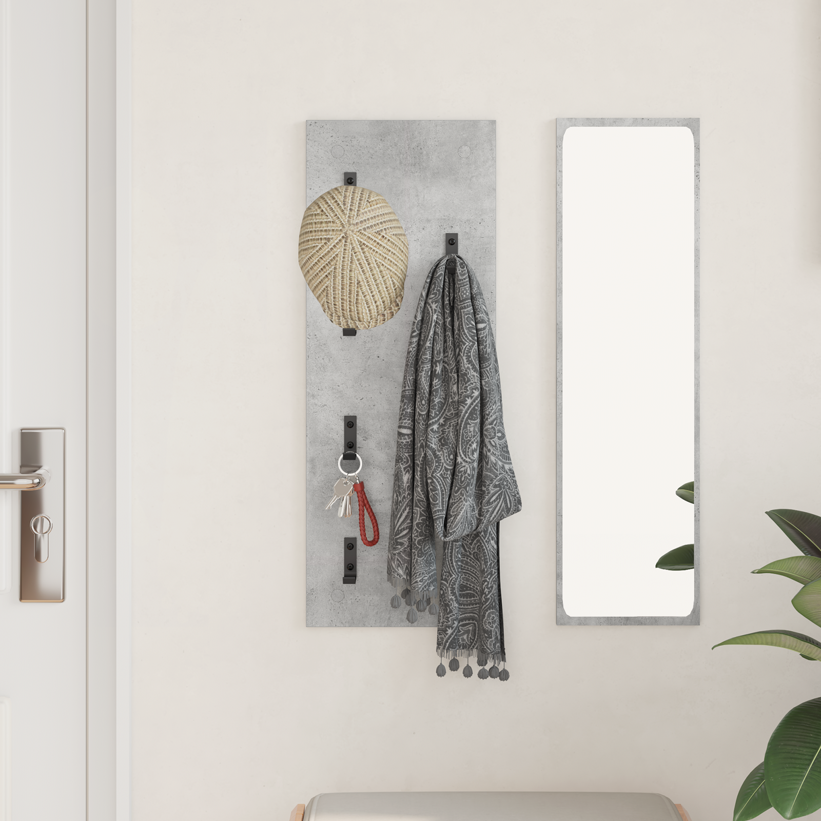 Prikabinamas paltas su saugykla Betono pilka 30 x 1,5 x 80 cm