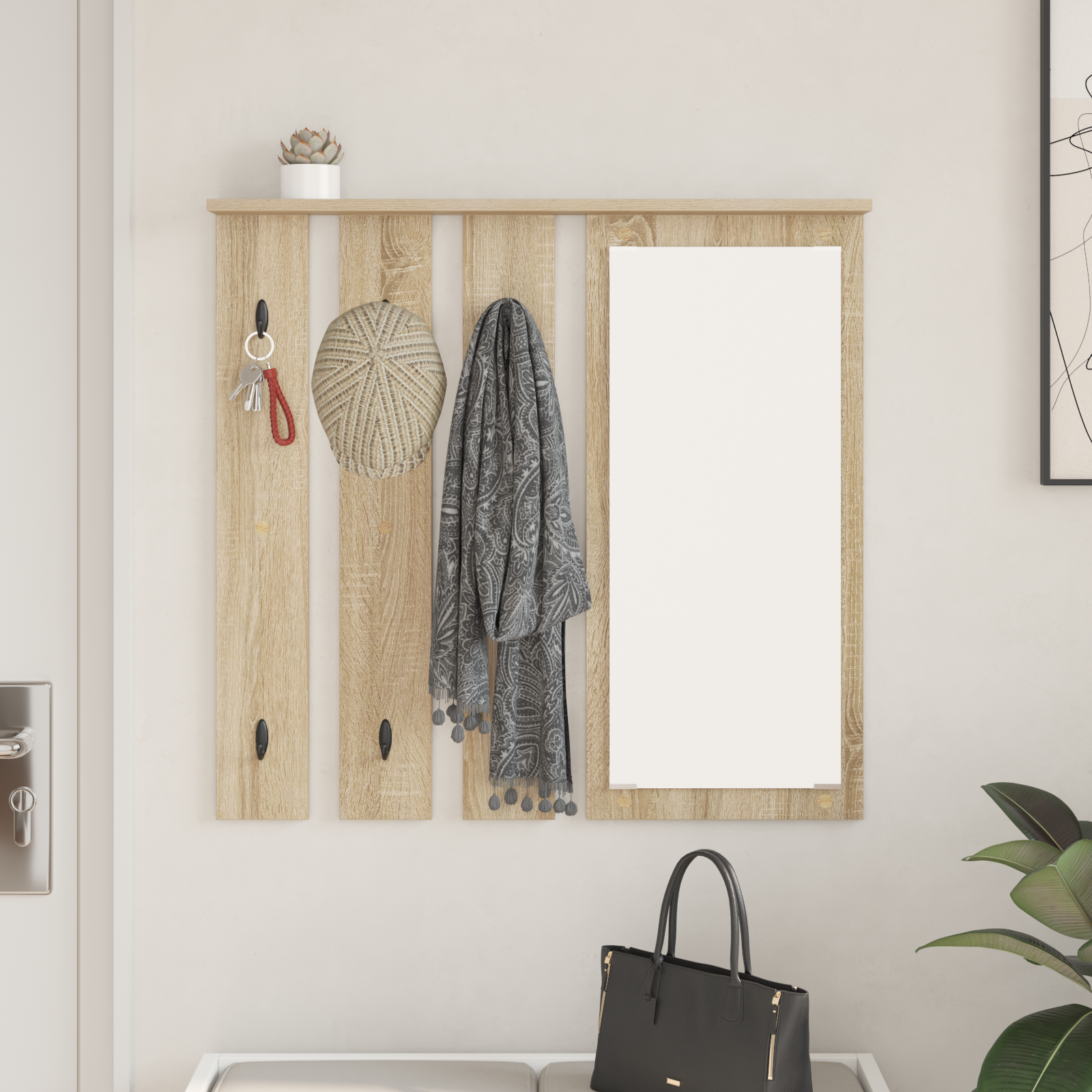 Prikabinamas paltas su lentyna Sonoma ąžuolas 84 x 10 x 80 cm