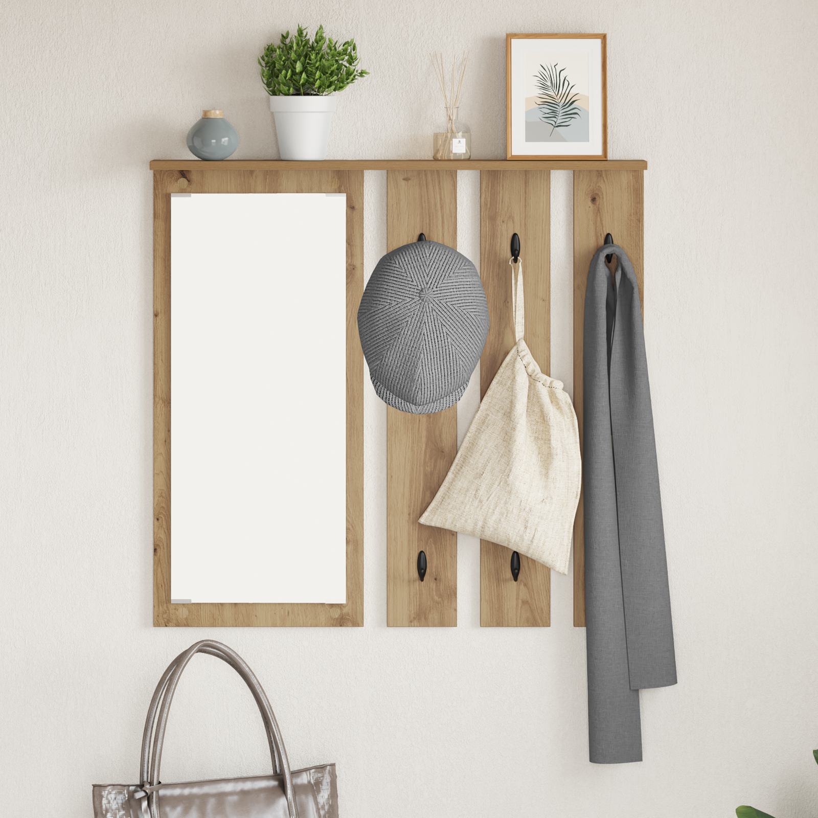 Prikabinamas paltas su lentyna artisano ąžuolo 84 x 10 x 80 cm