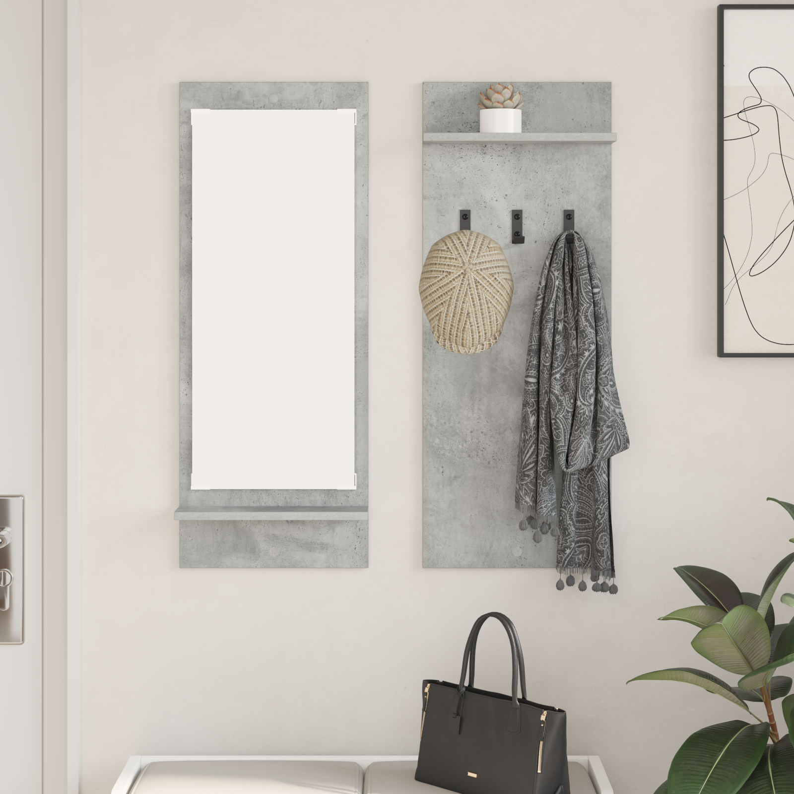 Prikabinamas paltas su lentyna Betono pilka 70 x 10 x 90 cm