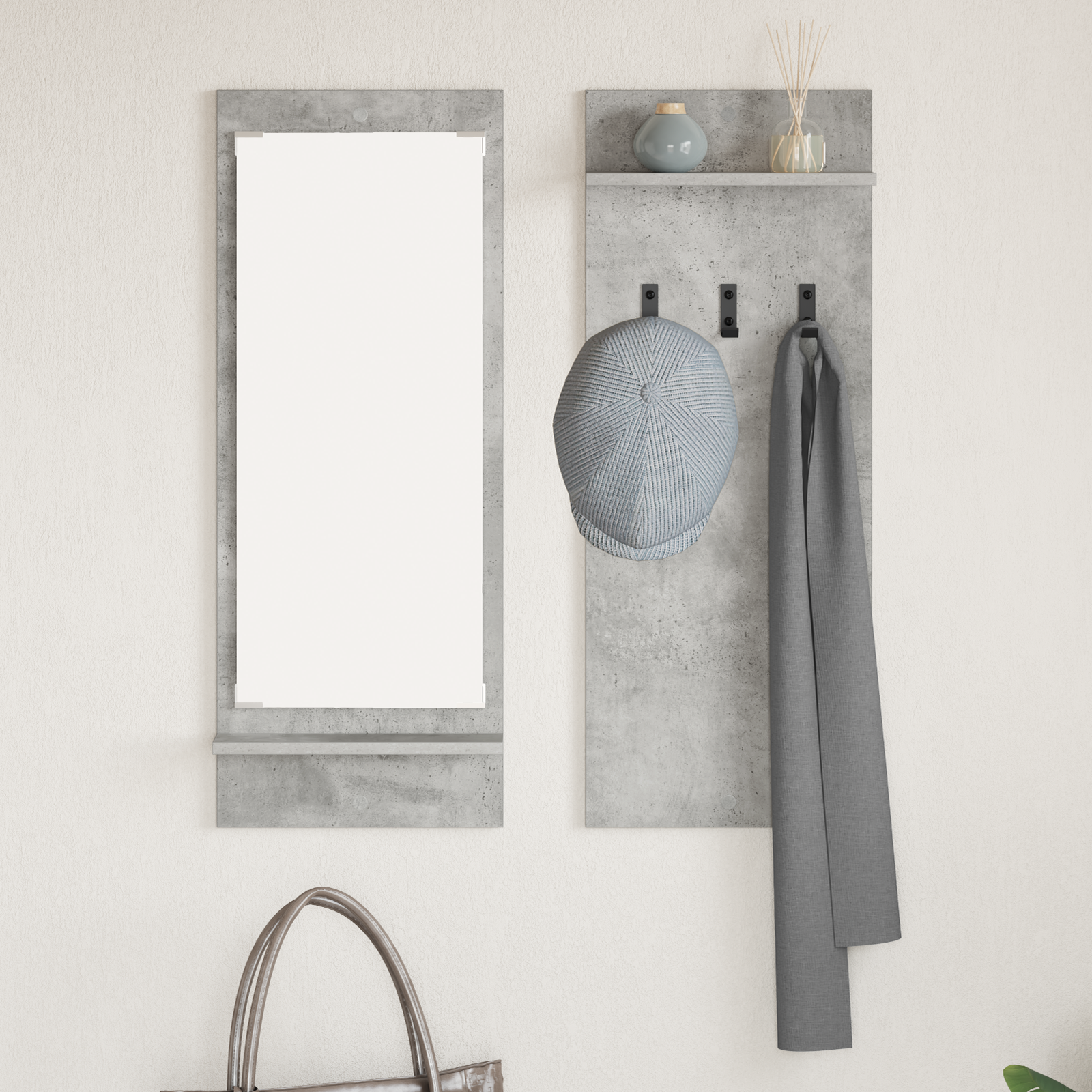 Prikabinamas paltas su lentyna Betono pilka 70 x 10 x 90 cm
