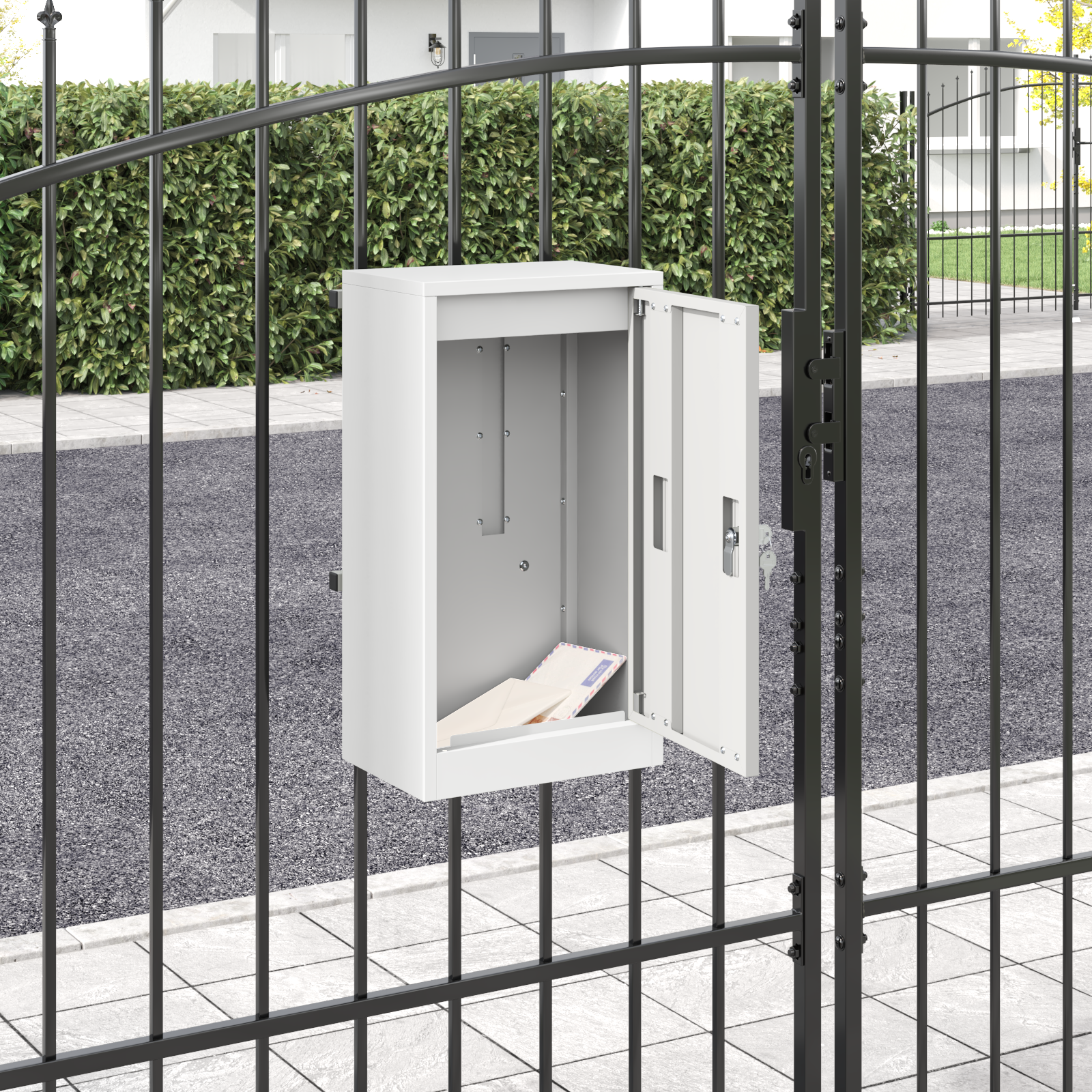 mailbox su saugykla su durimis Balta 30 x 20 x 55 cm Plienas