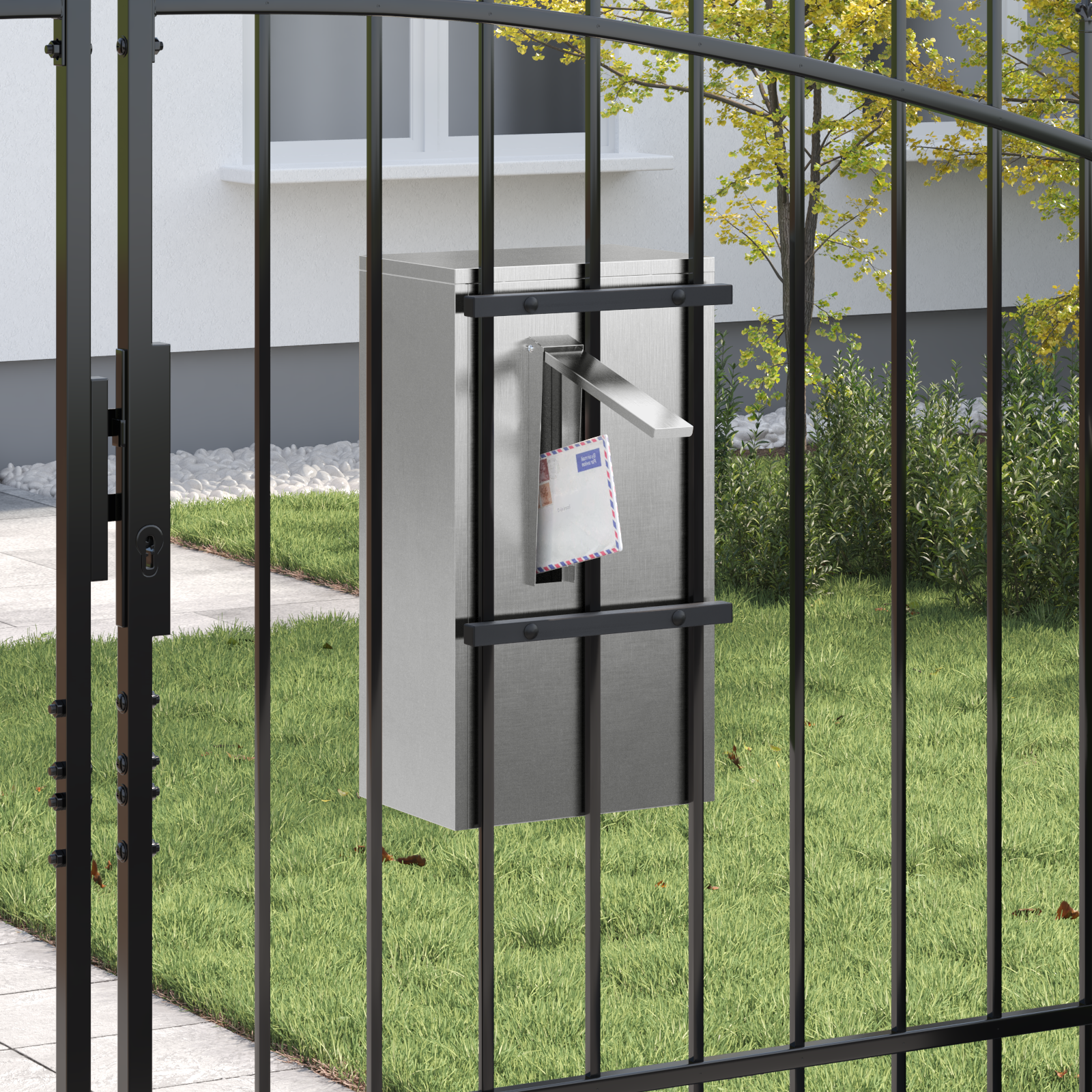 mailbox Juoda 30 x 23 x 55 cm Nerūdijantis plienas