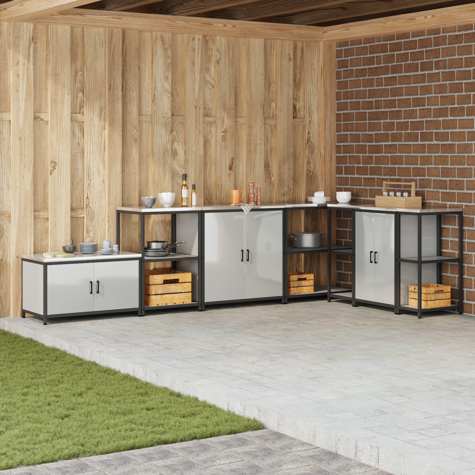 Kitchen Storage with Shelf Silver 60 x 50 x 92 cm Steel