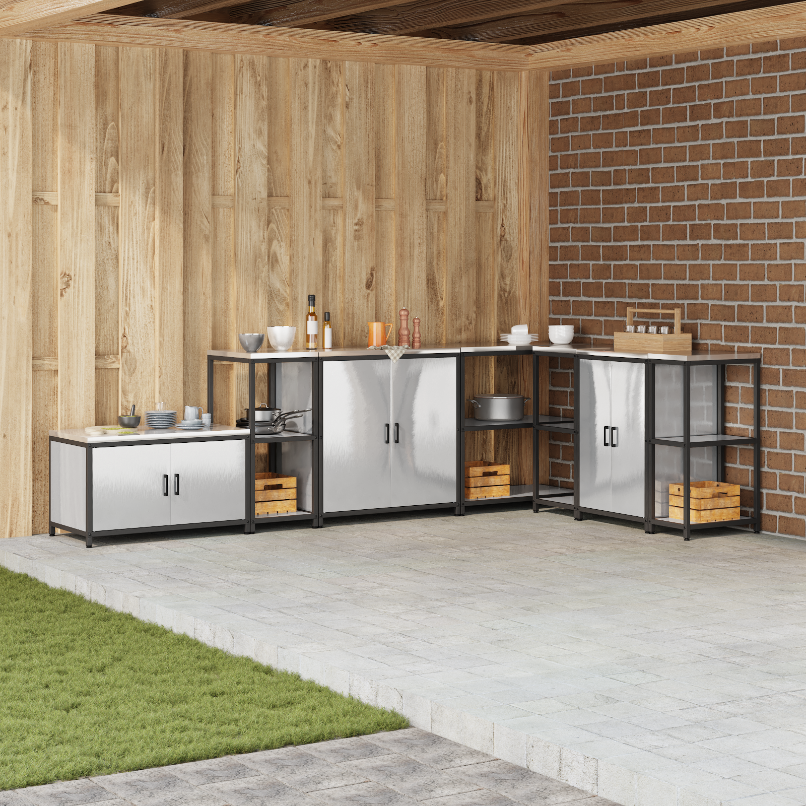Kitchen Storage with Shelf Silver 60 x 50 x 92 cm Steel