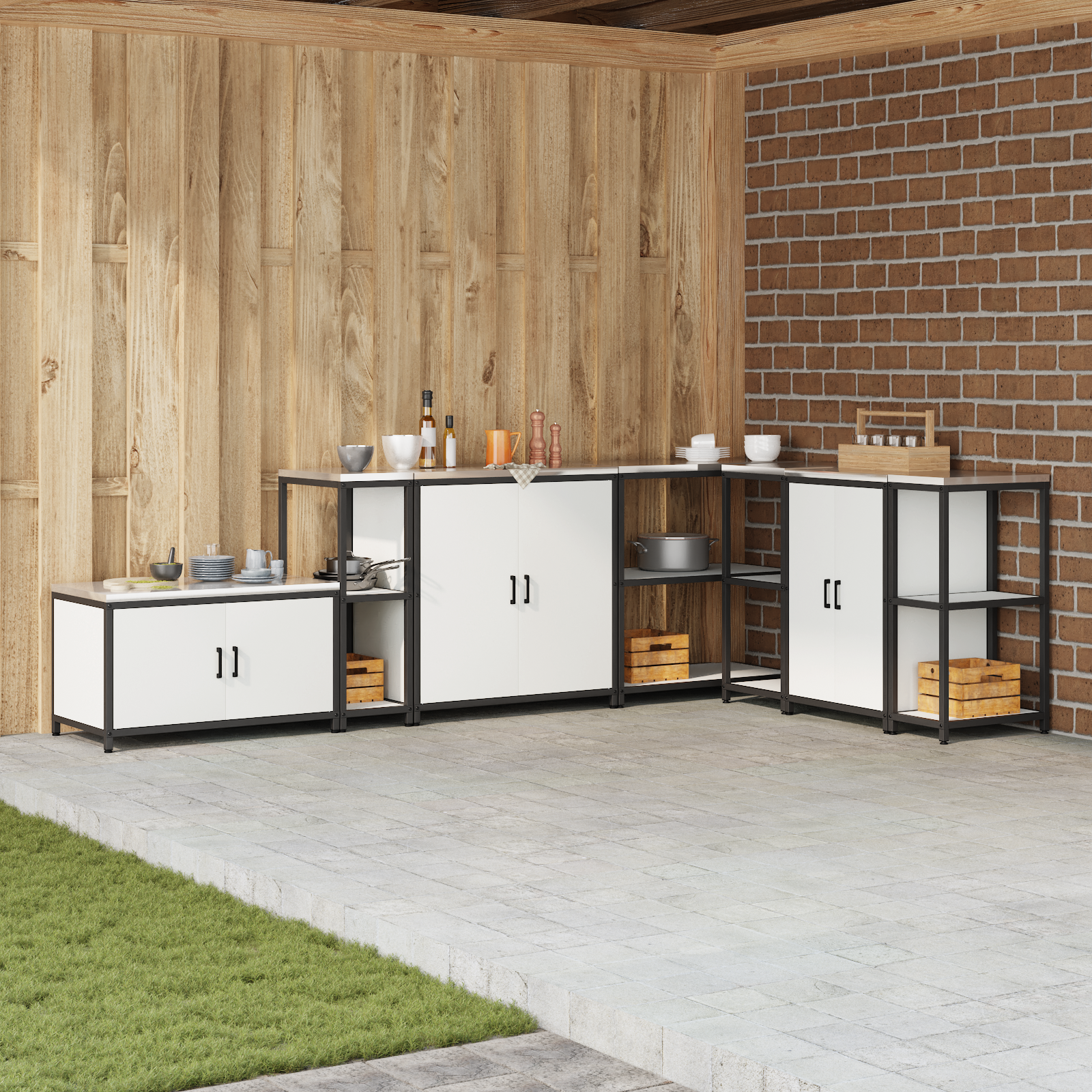 Kitchen Storage with Shelf White 60 x 50 x 92 cm Steel