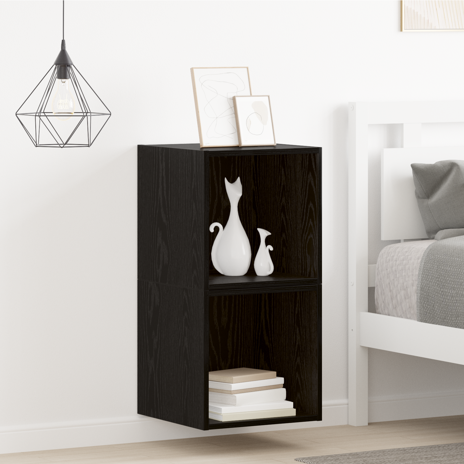 Wall cabinet 2 pcs Black oak 37 x 37 x 37 cm