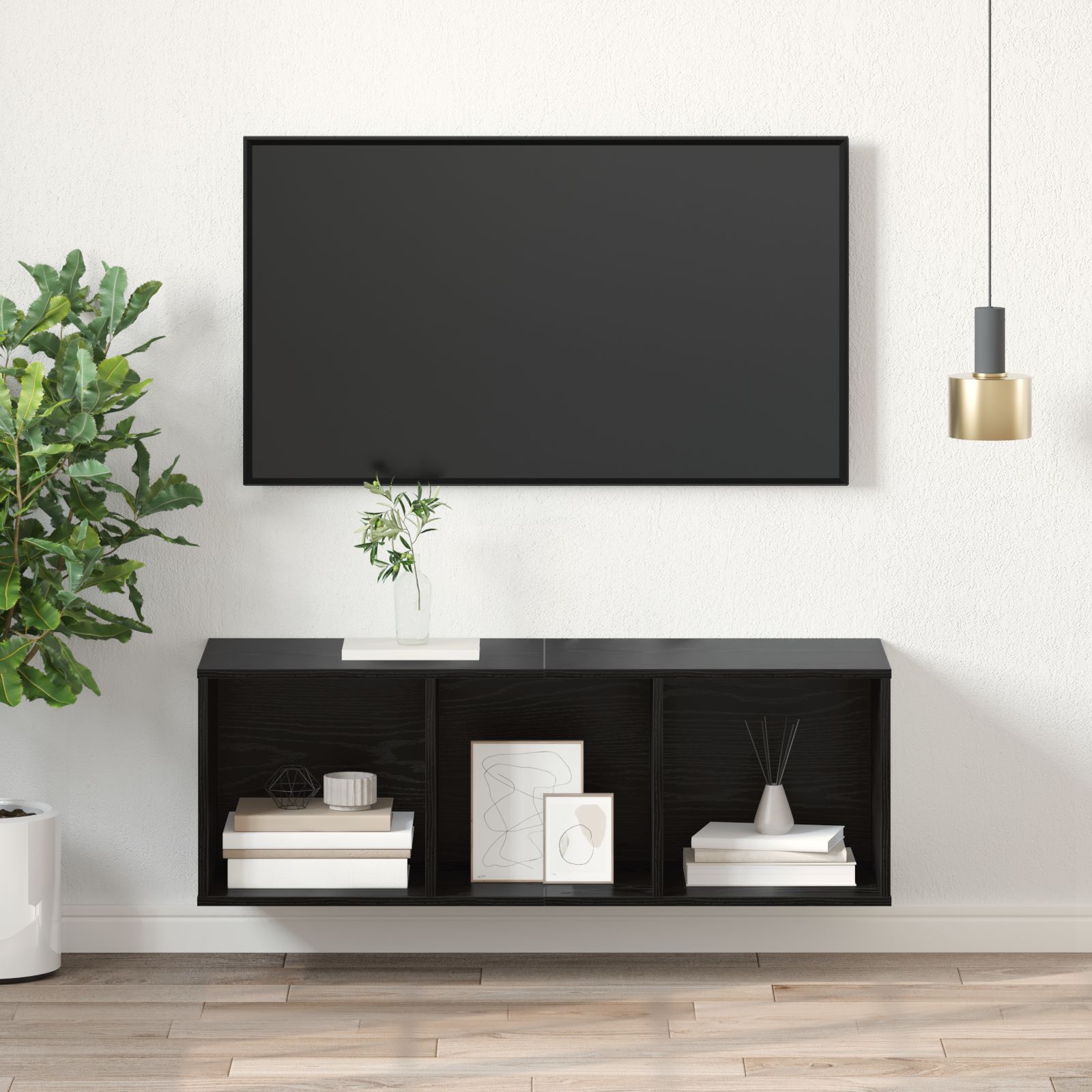 TV skapis melns ozolkoka 37 x 37 x 107 cm Apstrādāta koksne