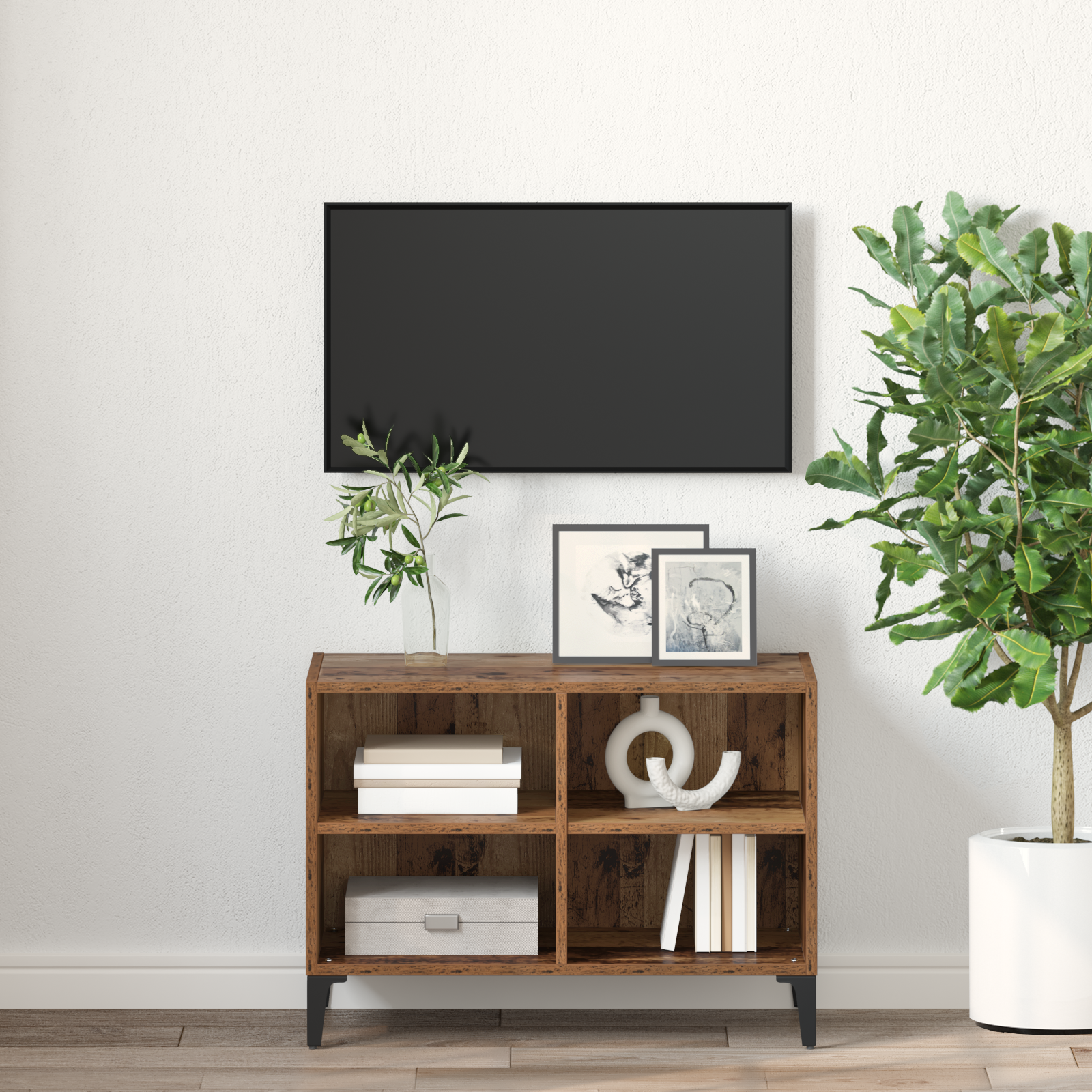 TV spintelių komplektas Ruda Dirbtinė mediena