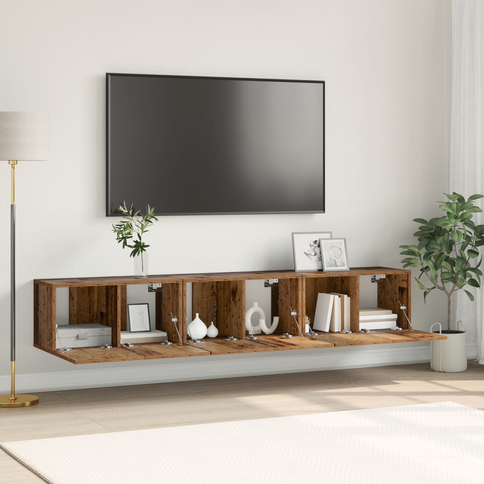 TV spintelių komplektas 3 pcs Ruda 60 x 30 x 30 cm