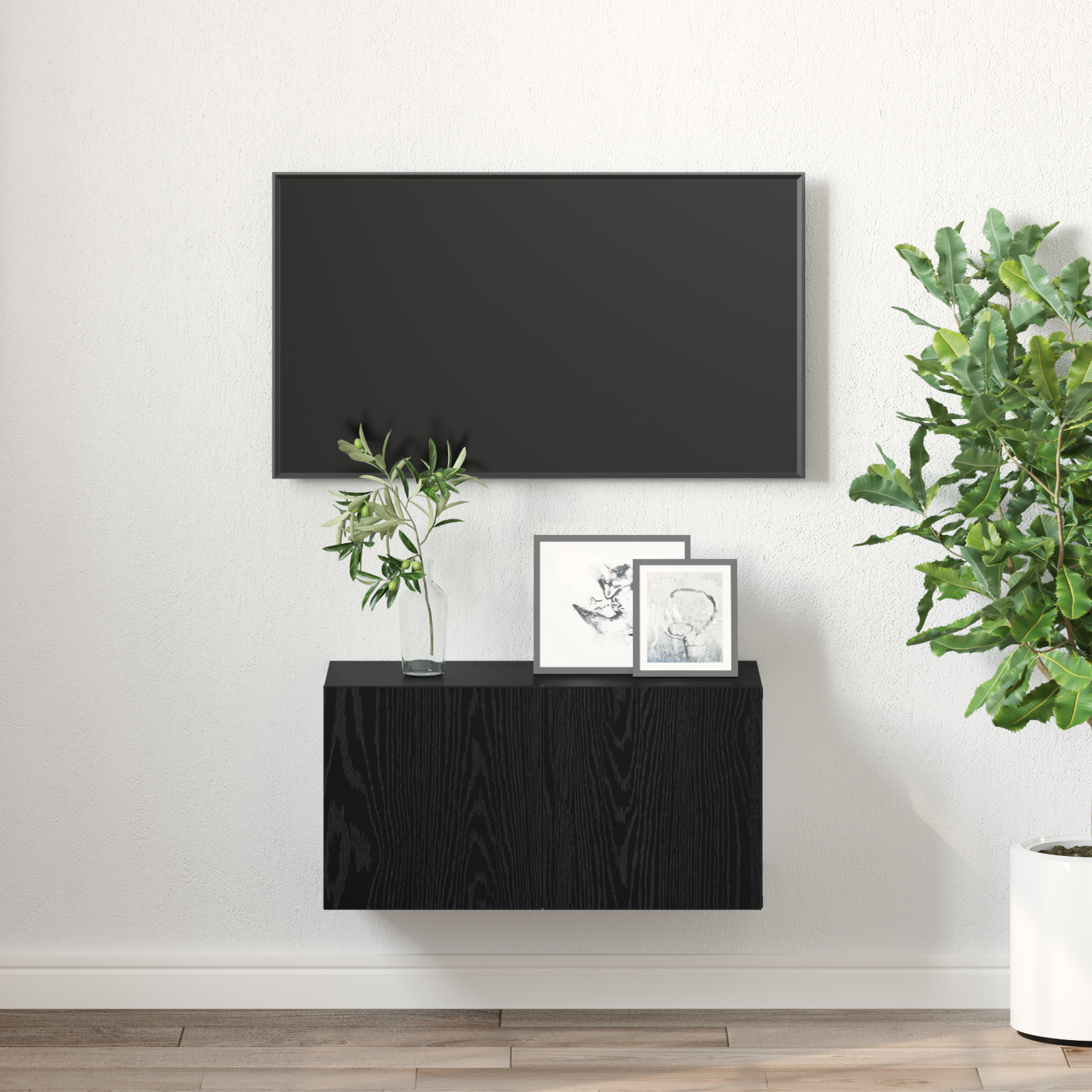 TV spintelių komplektas Juoda 60 x 30 x 30 cm Apdirbta mediena