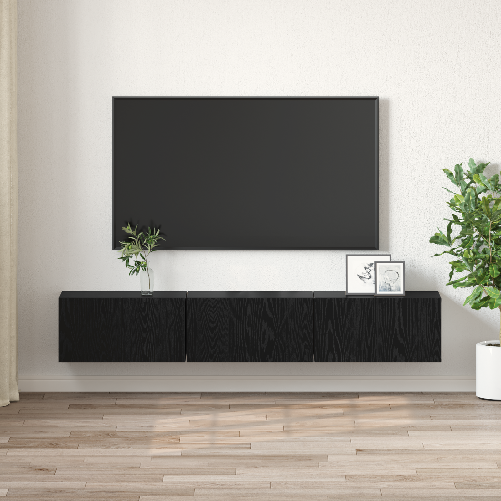 TV spintelių komplektas 3 pcs Juoda 60 x 30 x 30 cm