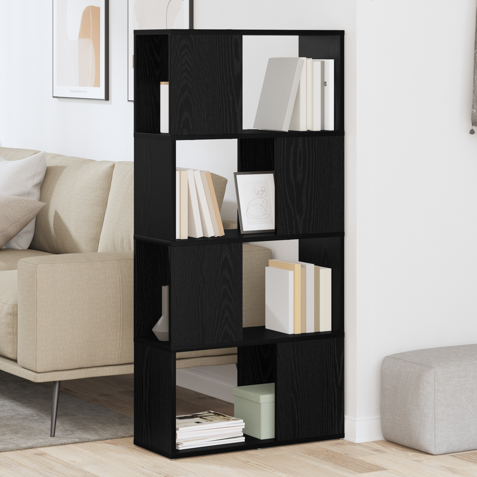 TV spintelių komplektas Juoda 60 x 24 x 125,5 cm