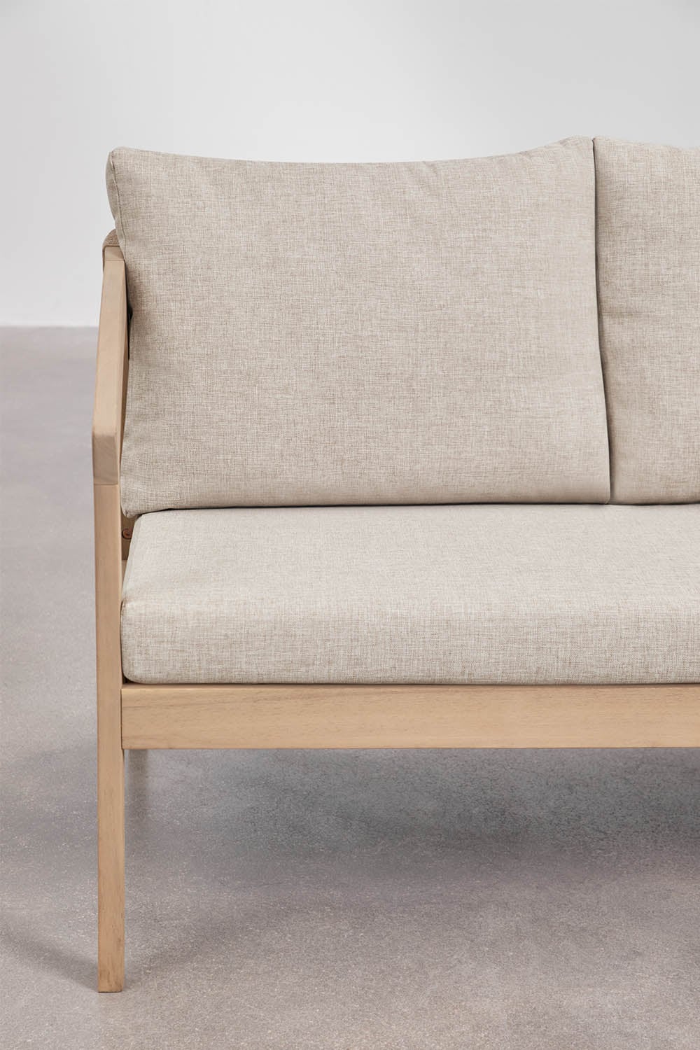 Sofa KAROLINA, 2 vietų, akacijos mediena + virvelė, šviesiai ruda (1)