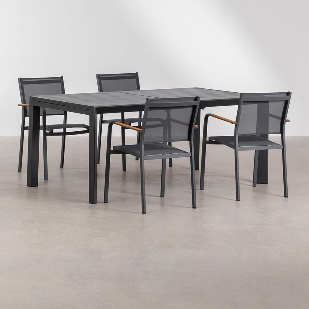 STARMI outdoor dining set, 5 pieces, graphite grey