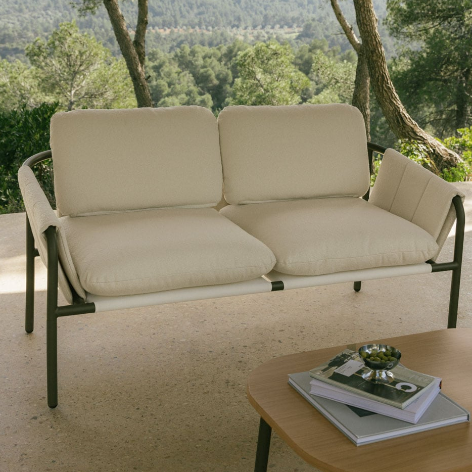 ZUNIKA two-seater outdoor sofa, fabric, oiled green