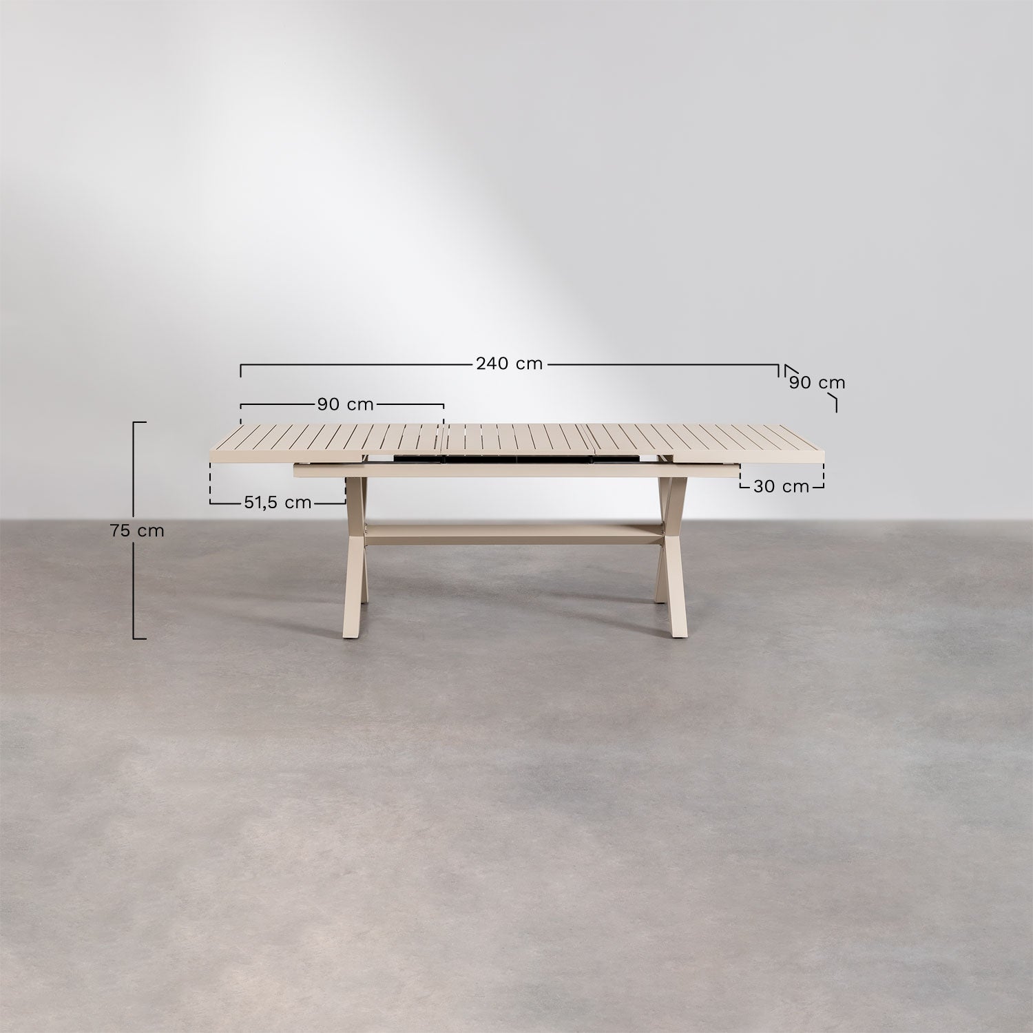 Išskleidžiamas stalas NIRVA, žalia, 240 cm