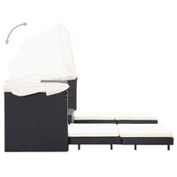 Ištraukiama trivietė sofa - lova su stogeliu, juoda, poliratanas - Namų Idėja