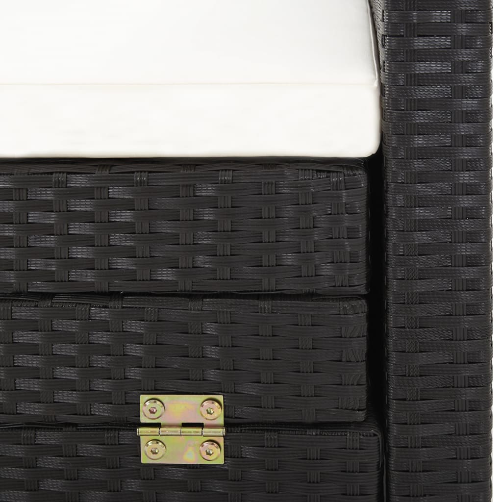 Ištraukiama trivietė sofa - lova su stogeliu, juoda, poliratanas - Namų Idėja