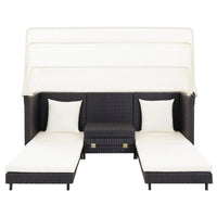 Ištraukiama trivietė sofa - lova su stogeliu, juoda, poliratanas - Namų Idėja
