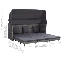 Ištraukiama trivietė sofa - lova su stogeliu, pilka, poliratanas - Namų Idėja