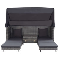 Ištraukiama trivietė sofa - lova su stogeliu, pilka, poliratanas - Namų Idėja