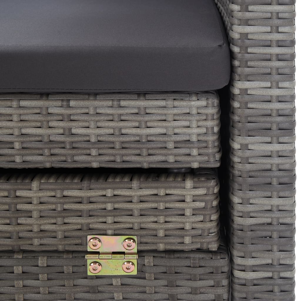 Ištraukiama trivietė sofa - lova su stogeliu, pilka, poliratanas - Namų Idėja