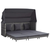 Ištraukiama trivietė sofa - lova su stogeliu, pilka, poliratanas - Namų Idėja