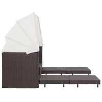 Ištraukiama trivietė sofa - lova su stogeliu, ruda, poliratanas - Namų Idėja