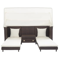 Ištraukiama trivietė sofa - lova su stogeliu, ruda, poliratanas - Namų Idėja