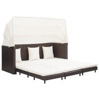 Ištraukiama trivietė sofa - lova su stogeliu, ruda, poliratanas - Namų Idėja