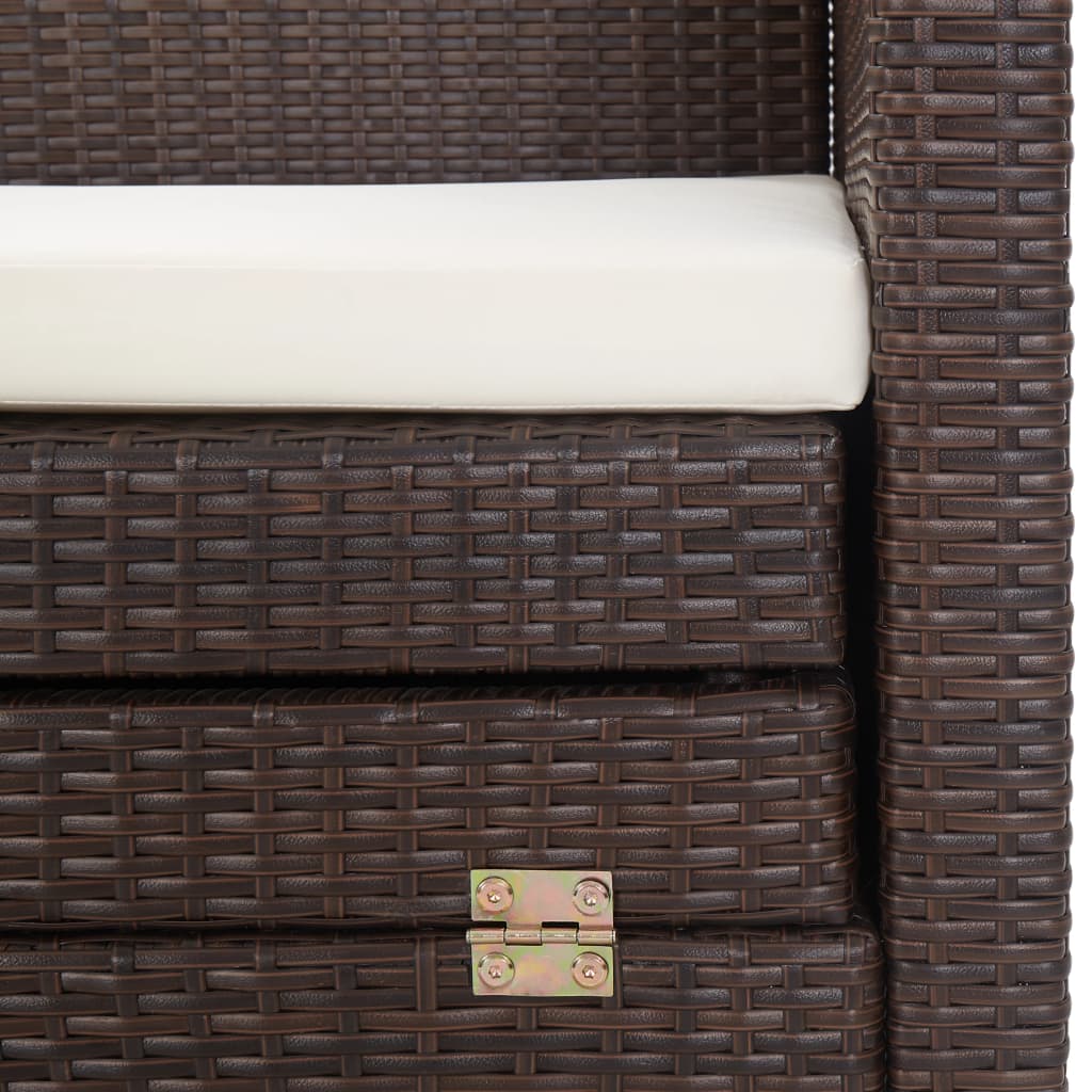 Ištraukiama trivietė sofa - lova su stogeliu, ruda, poliratanas - Namų Idėja