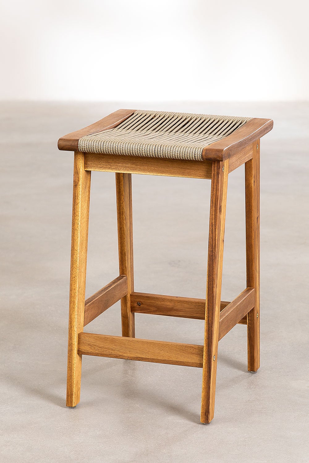 Outdoor bar stool TENAY, acacia wood, wheat brown