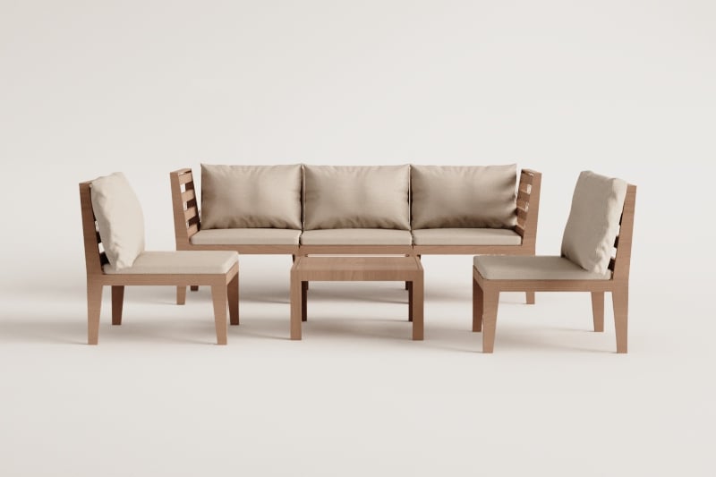 MODULO set, 5 pieces with a table, white
