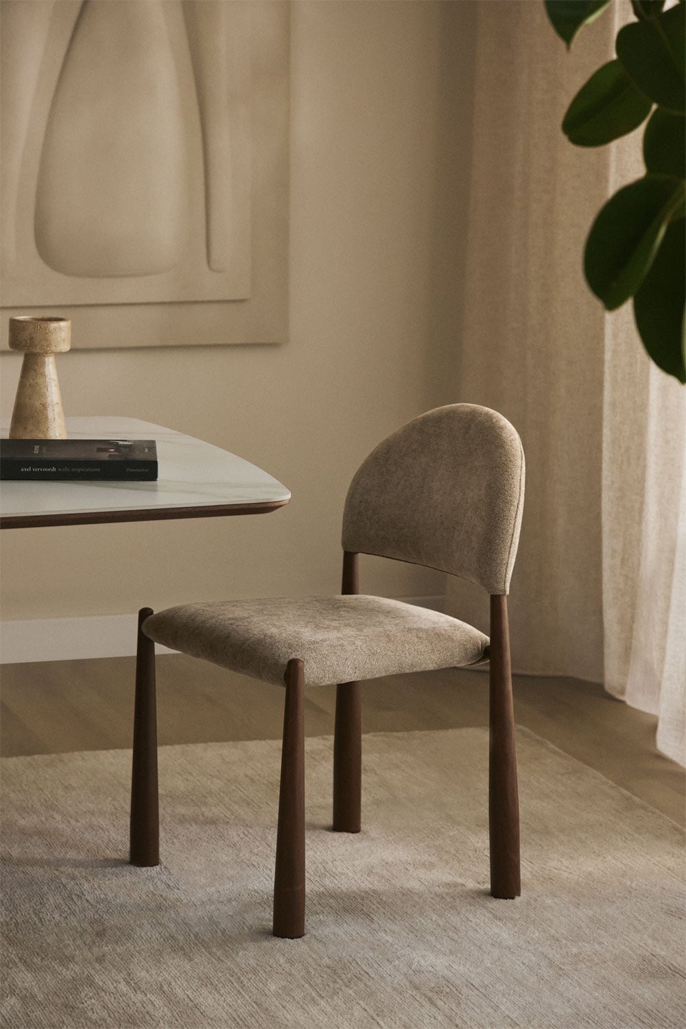 KAREORA dining chair, cream bouclé