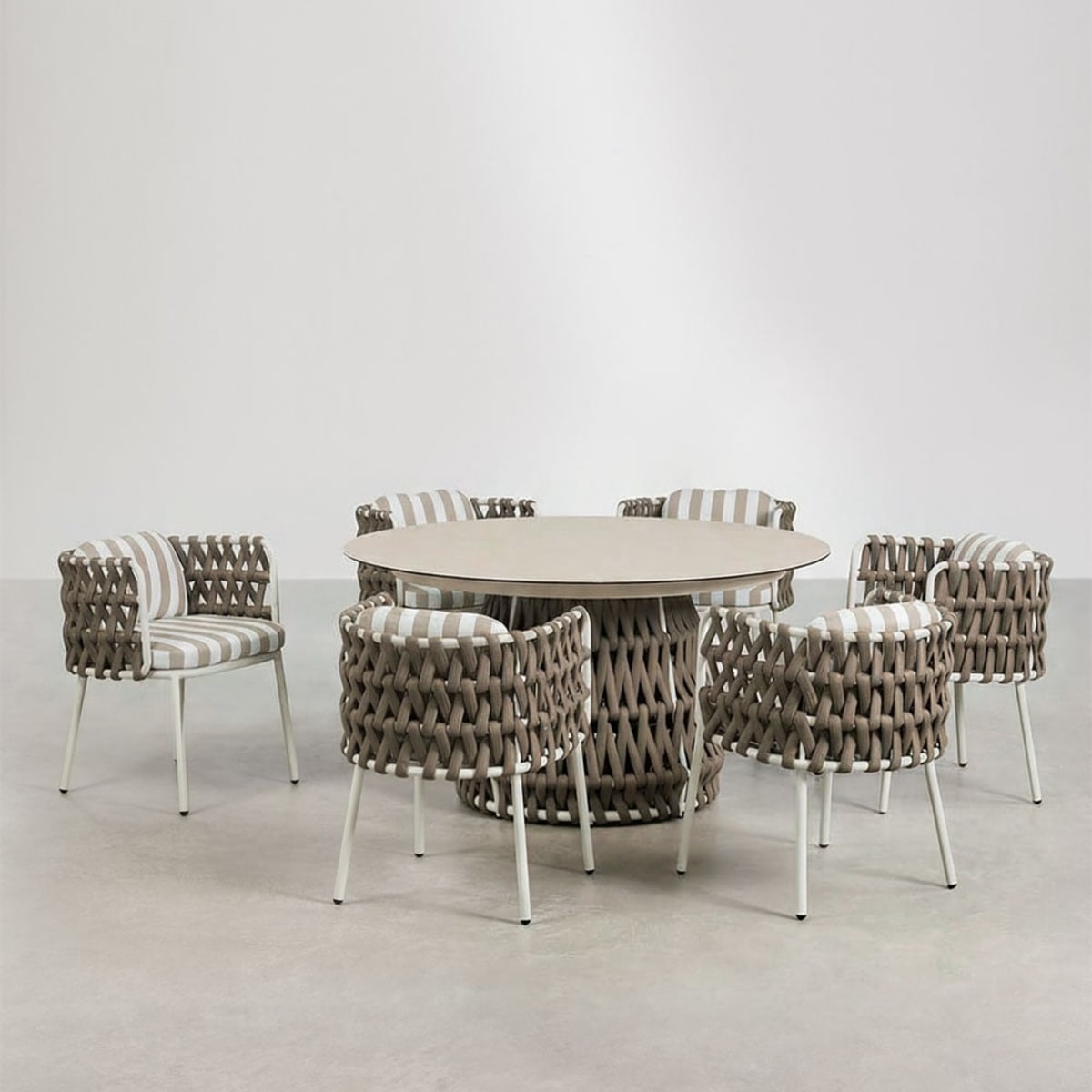 Outdoor furniture set TEVARY, table and chairs, white (2 pcs)