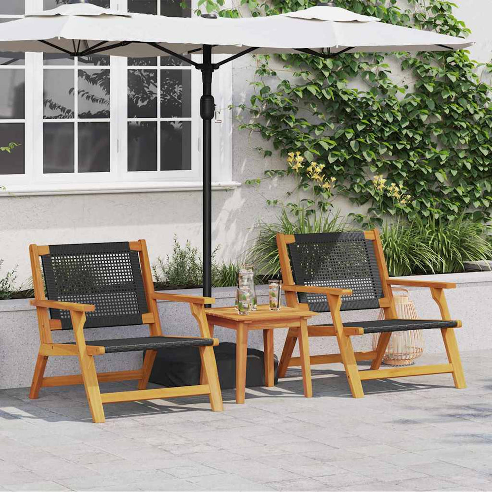 Juodos sodo kėdės 2 vnt 76x67x73.5 cm tvirta akacijos mediena - Namų Idėja