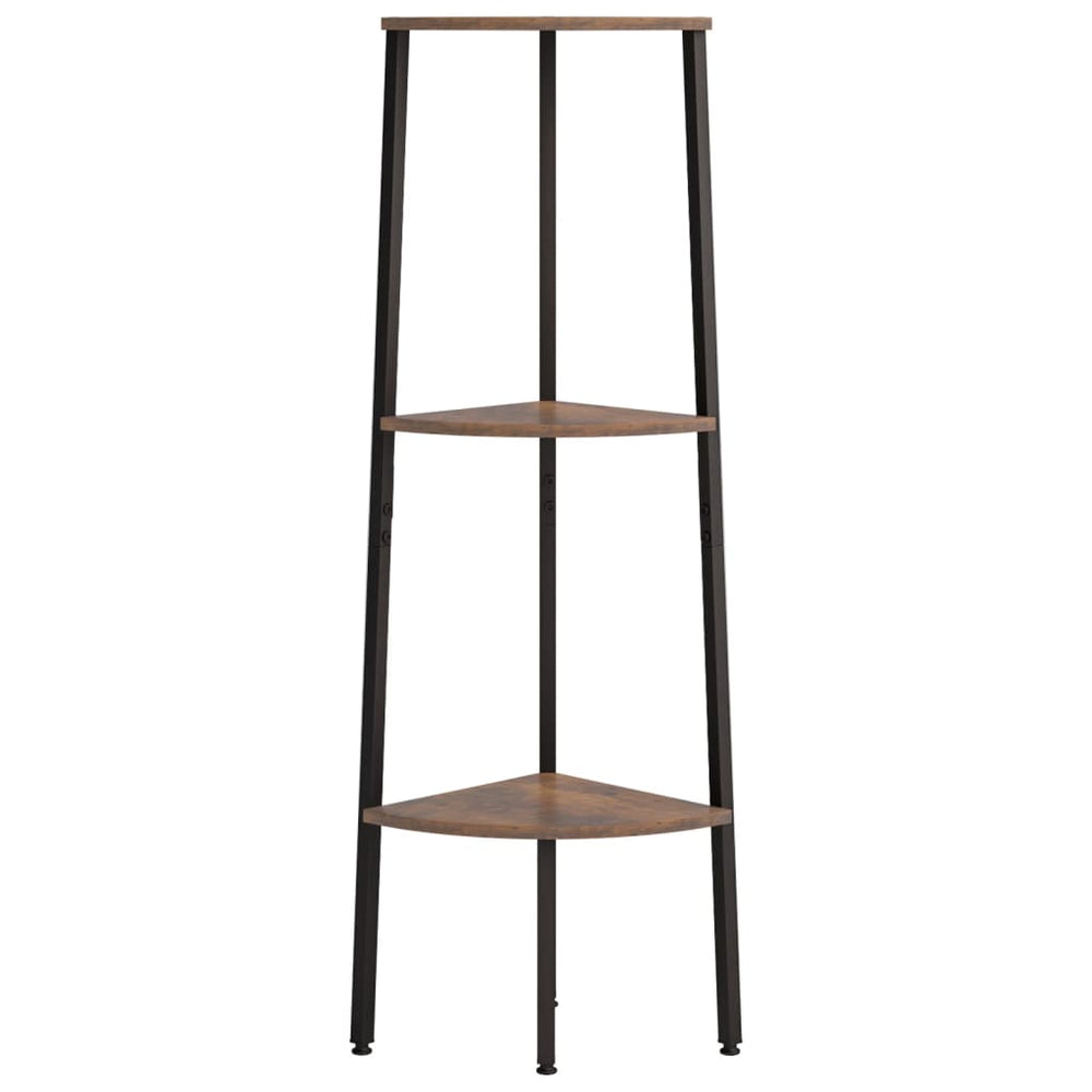 Kampinė lentyna, 3 pakopų, tamsiai ruda/juoda, 45,5x31,5x120cm - Namų Idėja