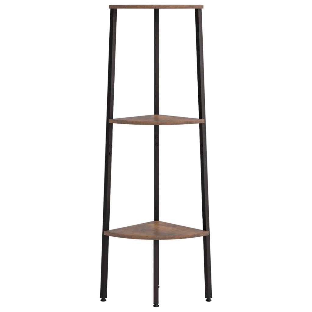 Kampinė lentyna, 3 pakopų, tamsiai ruda/juoda, 45,5x31,5x120cm - Namų Idėja