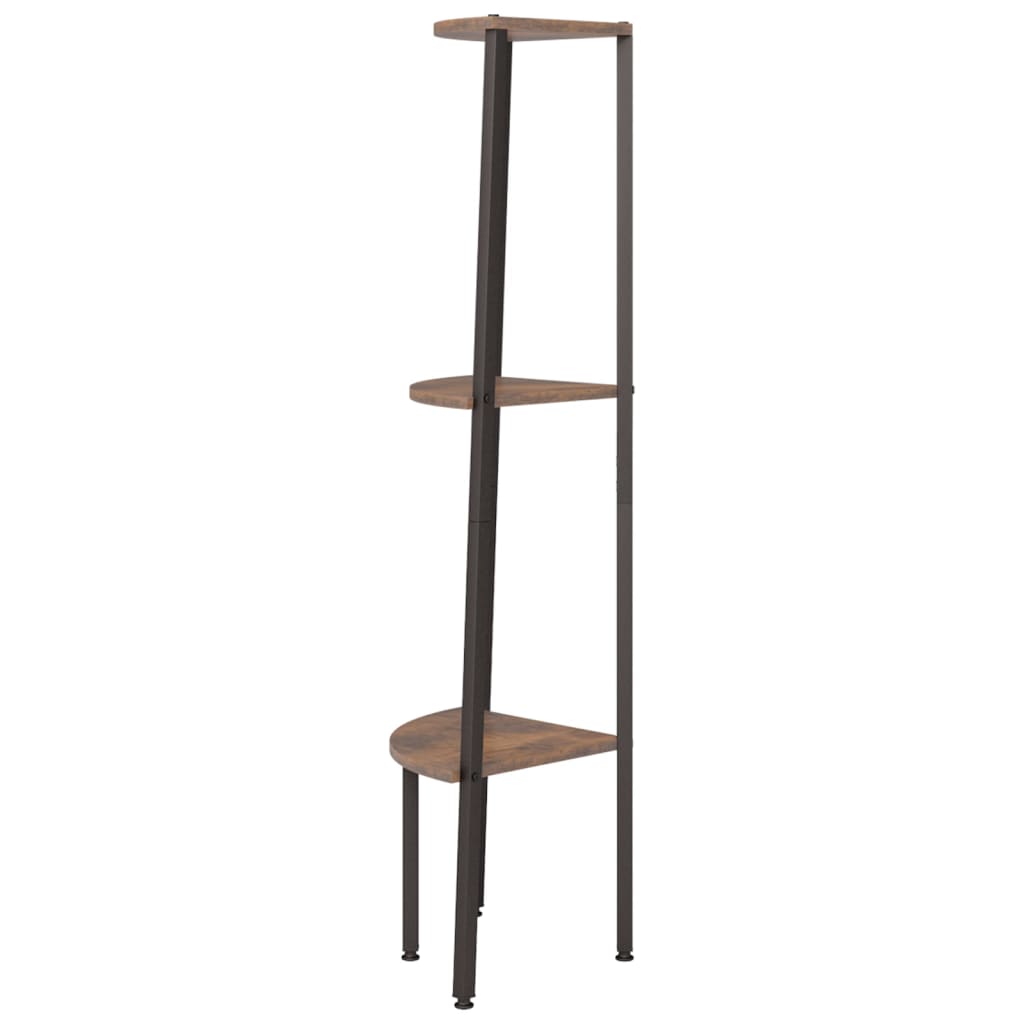 Kampinė lentyna, 3 pakopų, tamsiai ruda/juoda, 45,5x31,5x120cm - Namų Idėja